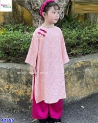 Áo dài Melisa hồng đính cúc