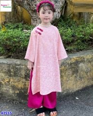 Áo dài Melisa hồng đính cúc