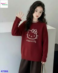 Áo len đỏ Hello Kitty