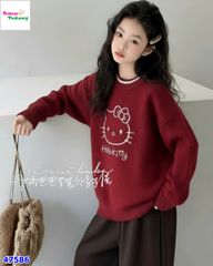Áo len đỏ Hello Kitty