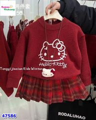 Áo len đỏ Hello Kitty