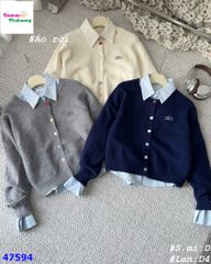 Set Cardigan xanh đen ALO & sơ mi