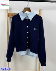 Set Cardigan xanh đen ALO & sơ mi