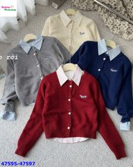 Set Cardigan xanh & sơ mi cún