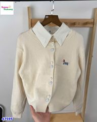 Set Cardigan kem & sơ mi cún