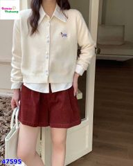 Set Cardigan kem & sơ mi cún