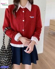 Set 2 món sơ mi cún len đỏ