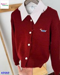 Set 2 món sơ mi cún len đỏ