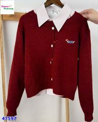 Set 2 món sơ mi cún len đỏ