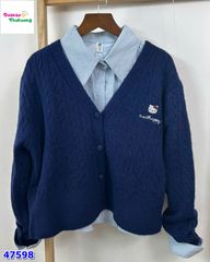 Set Cardigan xanh & sơ mi Kitty