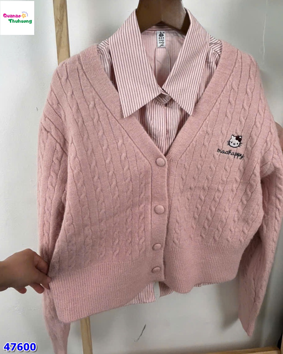 Set Cardigan hồng & sơ mi hồng Kitty
