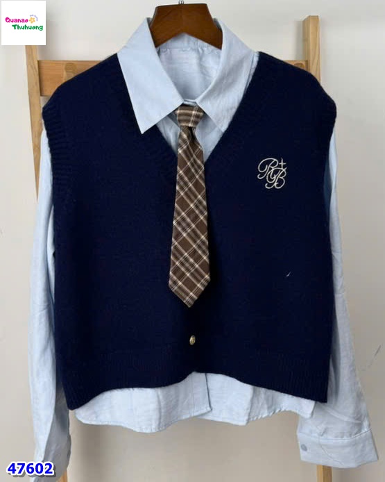 Set áo sơ mi & gile xanh RB
