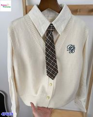 Set 2 món sơ mi gile RB kem