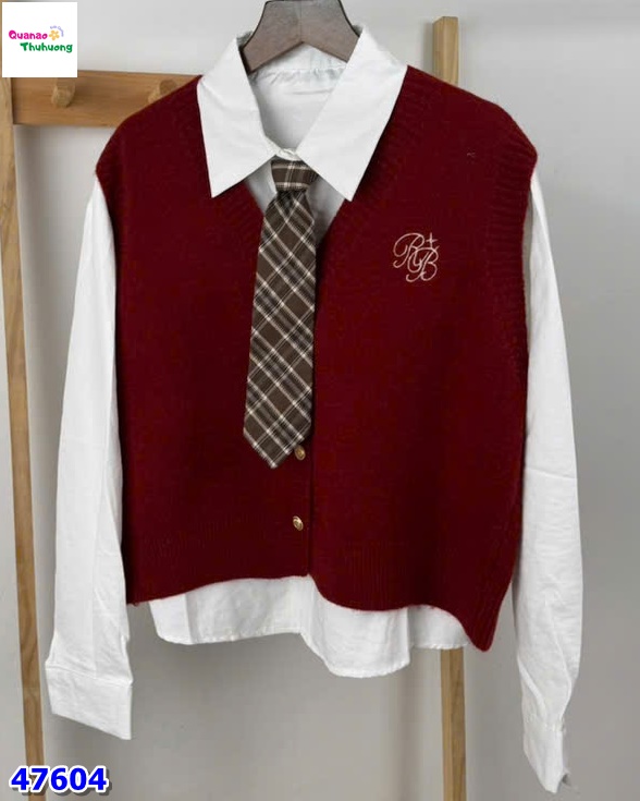 Set 2 món sơ mi gile RB đỏ