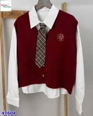 Set 2 món sơ mi gile RB đỏ