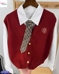 Set 2 món sơ mi gile RB đỏ