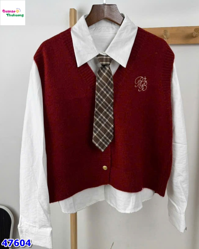 Set 2 món sơ mi gile RB đỏ