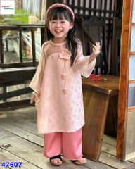 Áo dài Cúc Chi hồng thêu hoa