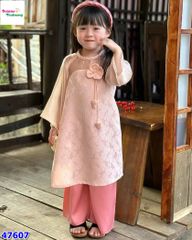 Áo dài Cúc Chi hồng thêu hoa