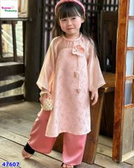 Áo dài Cúc Chi hồng thêu hoa