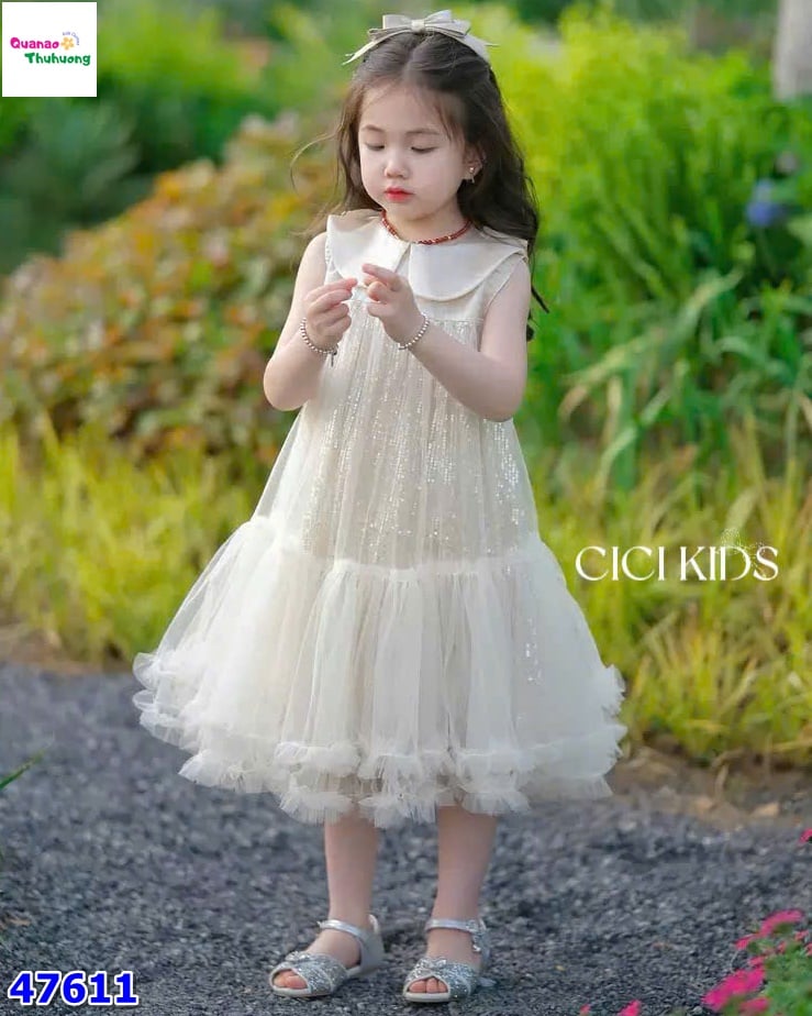 Đầm tiệc Cici màu kem đính cườm