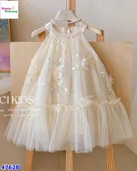 Đầm tiệc Cici màu kem thêu hoa