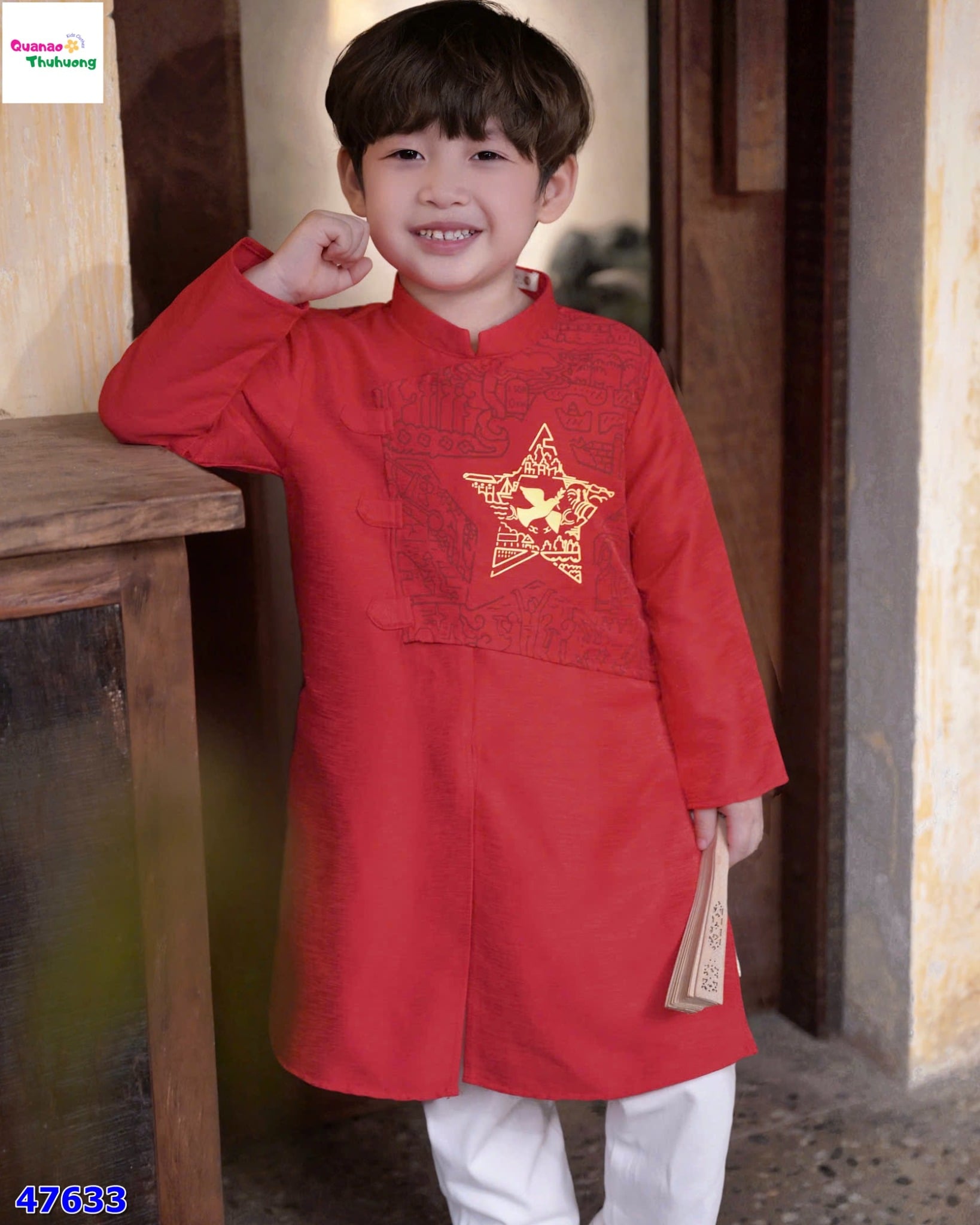 Set áo dài Bernie đỏ sao vàng