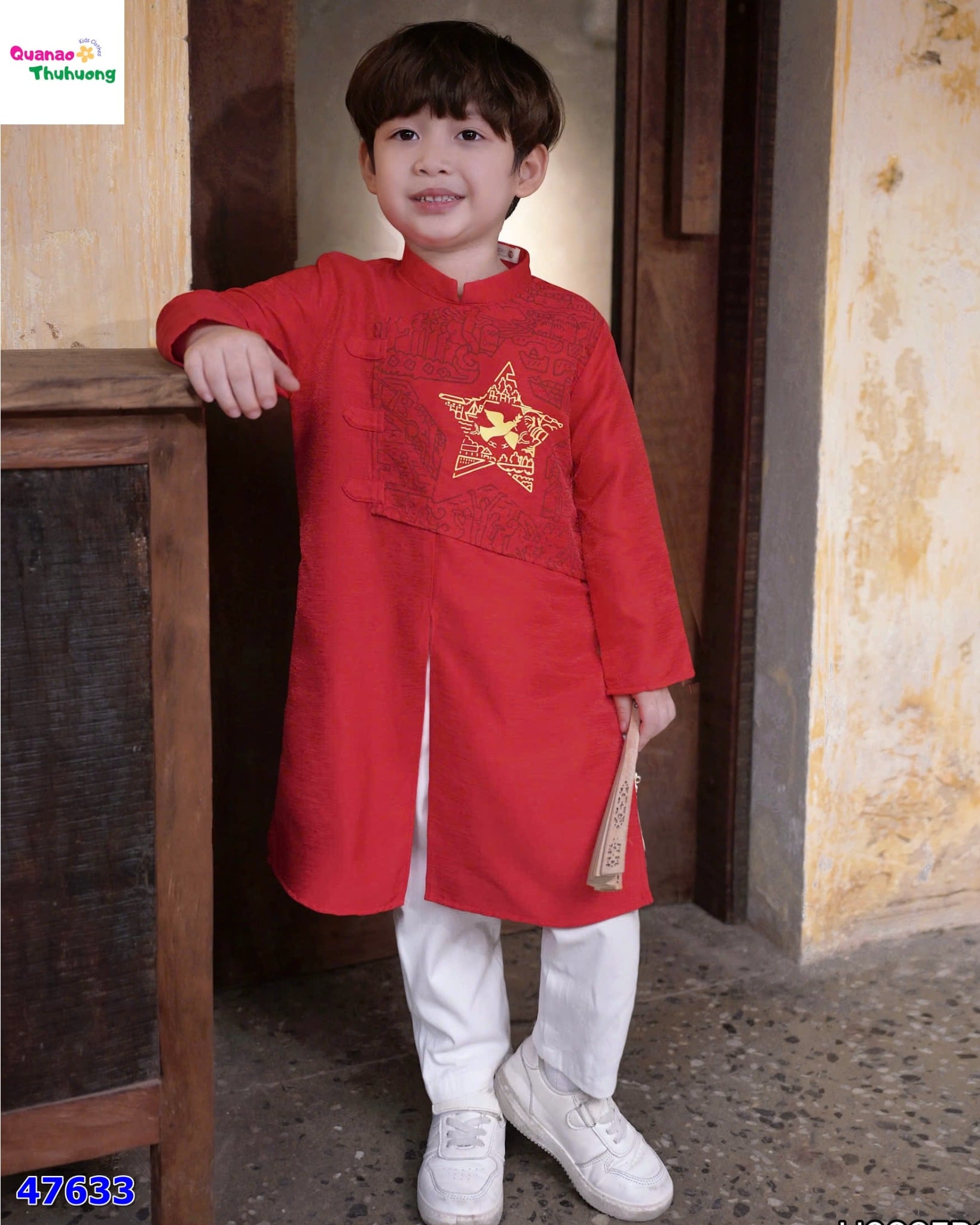Set áo dài Bernie đỏ sao vàng