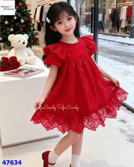 Đầm MiaKid đỏ ren in nơ