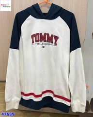 Hoodie Tommy trắng xanh