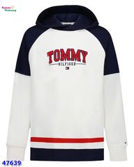 Hoodie Tommy trắng xanh