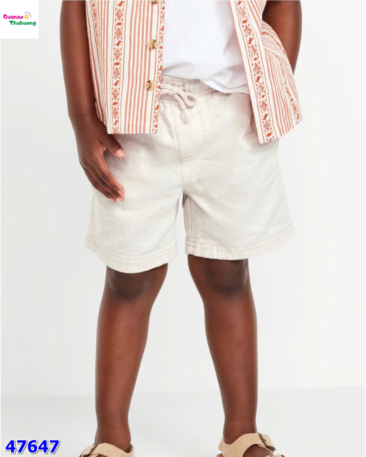 Quần short kaki kem trắng
