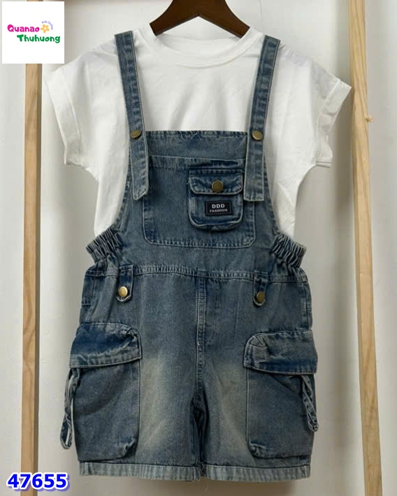 Set yếm túi DDD + áo trắng