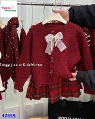 Áo khoác len đỏ (tặng nơ ngọc)