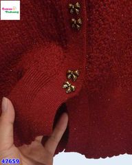 Áo khoác len đỏ (tặng nơ ngọc)