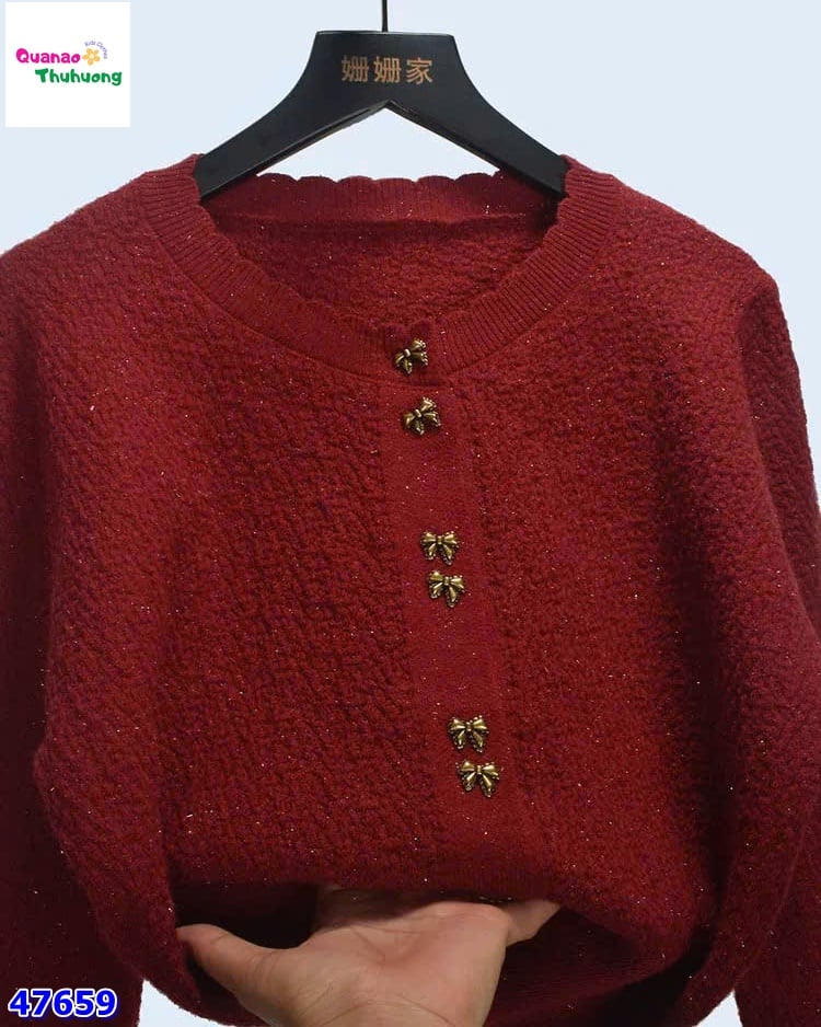 Áo khoác len đỏ (tặng nơ ngọc)