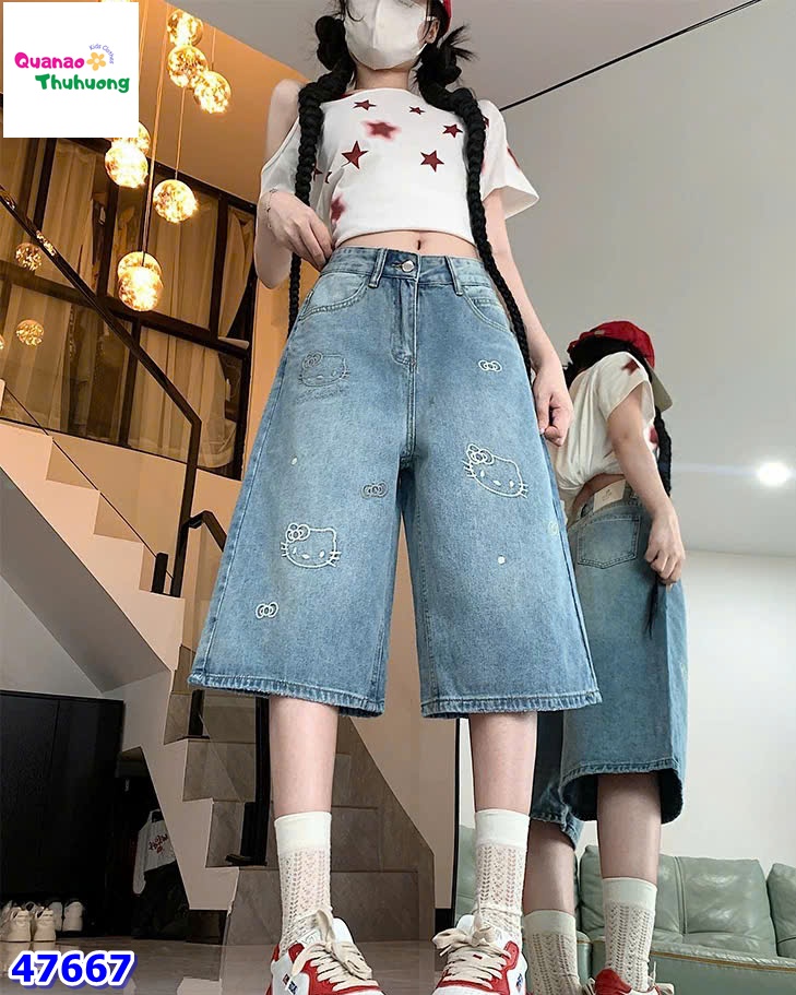 Quần short jean Hello Kitty