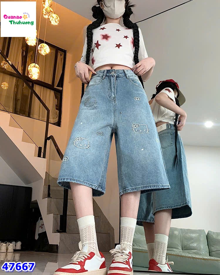 Quần short jean Hello Kitty