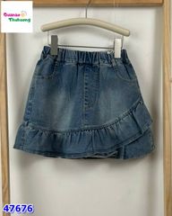 Chân váy xanh jean bèo lệch