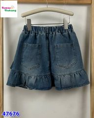 Chân váy xanh jean bèo lệch