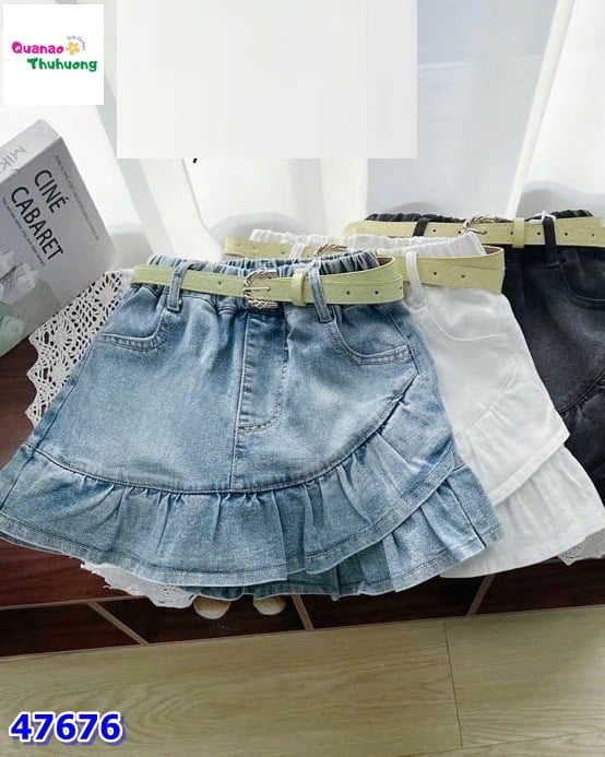 Chân váy xanh jean bèo lệch