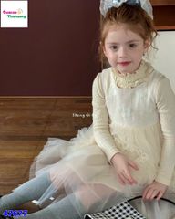 Đầm tiệc SQG kem đính nơ (không kèm áo dài tay)