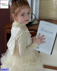 Đầm tiệc SQG kem đính nơ (không kèm áo dài tay)