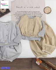 Set 3 áo kẻ sọc, gile nâu