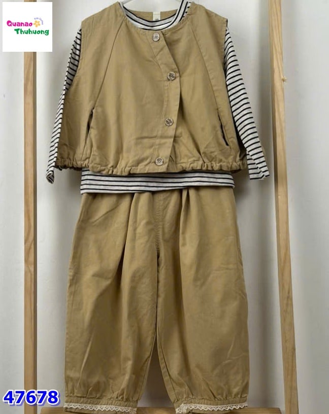 Set 3 áo kẻ sọc, gile nâu