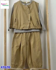 Set 3 áo kẻ sọc, gile nâu