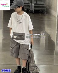 Set bộ trắng Allo, quần xám