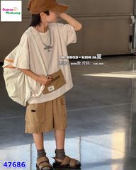 Set bộ trắng Allo, quần nâu