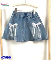 Chân váy jean nơ điệu đà