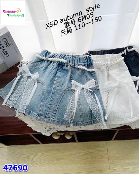 Chân váy jean nơ điệu đà